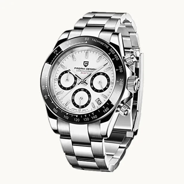 PAGRNE DESIGN Pagani Design - Reloj de pulsera analógico de cuarzo para hombre, de acero inoxidable, para hombre, de luj