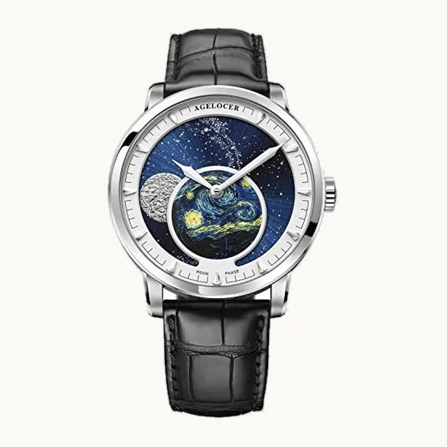 Reloj de pulsera para hombre, diseño de fases de luna azul, VP: 6401A1.