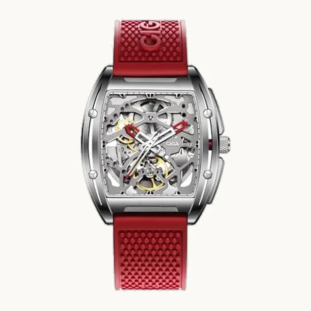 Z Series Reloj mecánico automático, reloj de pulsera de esqueleto de lujo con correa de piel y s