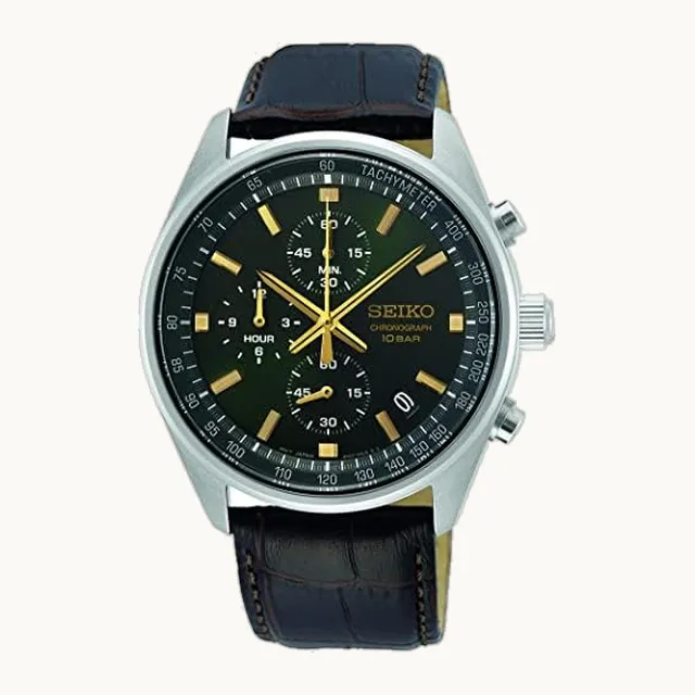 Herren-Uhr Quarz Edelstahl mit Lederband
