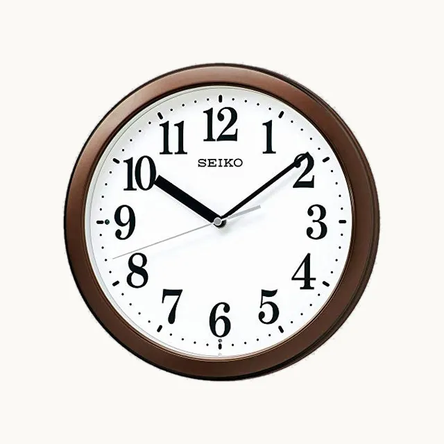BC416B Reloj de Pared, analógico, controlado por Radio, tamaño Compacto, marrón metálico, diámetro de 11.0 x 1.8 P