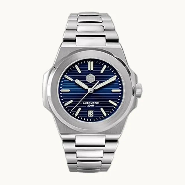 Clásico de lujo automático relojes zafiro cristal 20ATM acero inoxidable hombres buceo mecánico ne