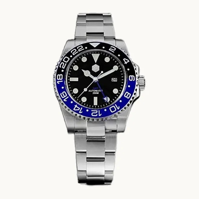 SN016G GMT - Reloj automático para hombre, 300 m, resistente al agua, de acero inoxidable, color 3