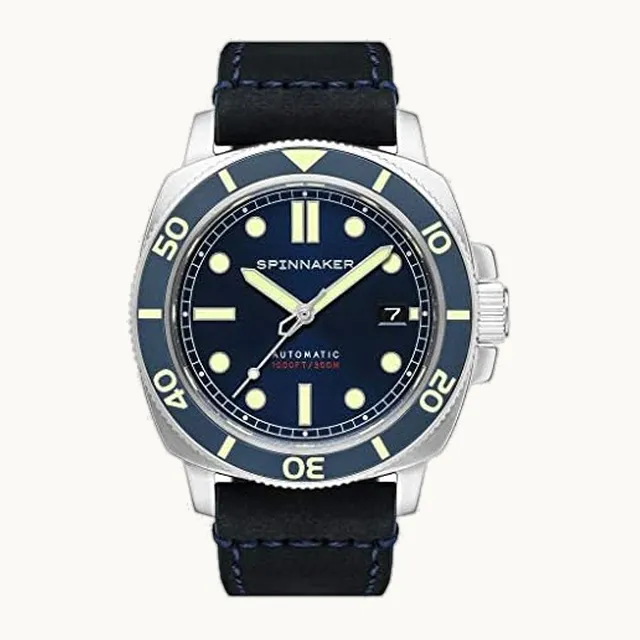 Hull - Reloj de buceo automático para hombre, caja de acero inoxidable de 42 mm, correa de piel negro, resiste