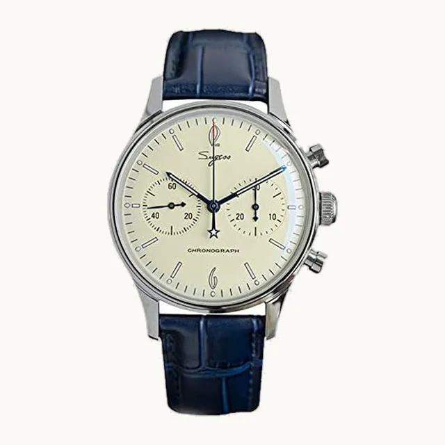Ubrand Los hombres piloto mecánico cronógrafo relojes luminosos ST1901 movimiento zafiro cristal antiguo cuerda manual r