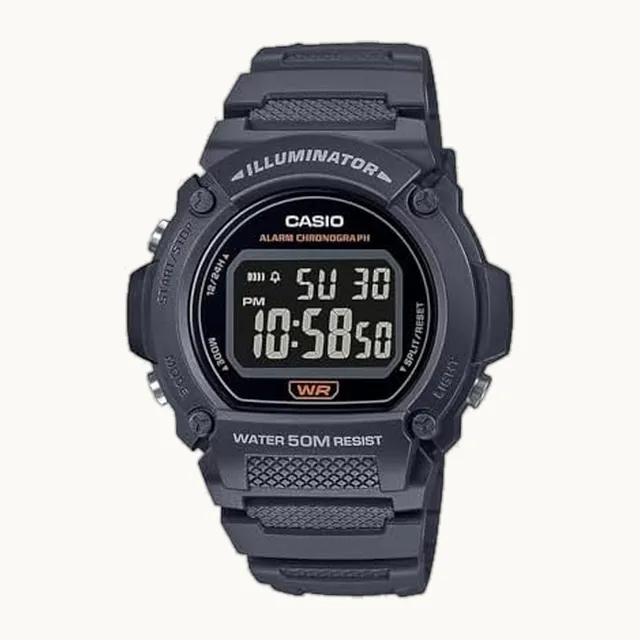 Serie W219H | Reloj digital para hombre | 50 M WR | Iluminador LED | Cronógrafo 100 SEC | Cronómetro 1/100 SEC | A