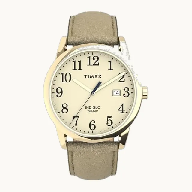 Easy Reader Date - Reloj de pulsera de piel de 38 mm para mujer