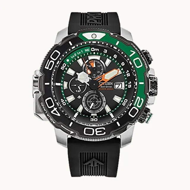 Promaster Sea Aqualand Eco-Drive - Reloj para hombre, correa de poliuretano, cronógrafo, fecha, tiempo de 12/24