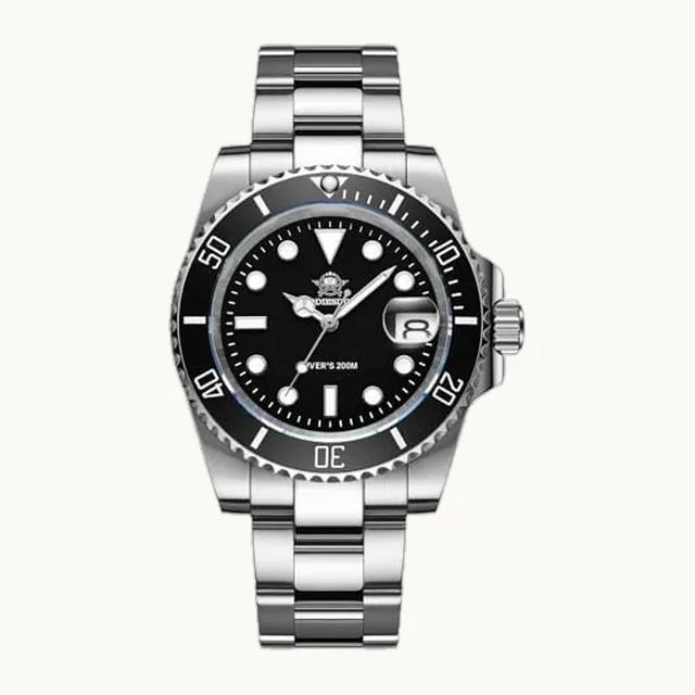 ADDIESDIVE H3 Reloj de Buceo de Cuarzo para Hombre Buceador 200M, Luminosa, Acero Inoxidable, Resistente al Agua, Negro