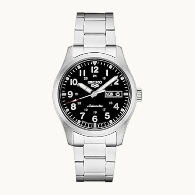 5 Sports - Reloj automático para hombre, calendario de día/fecha, manecillas e indicadores LumiBrite, bisel girato