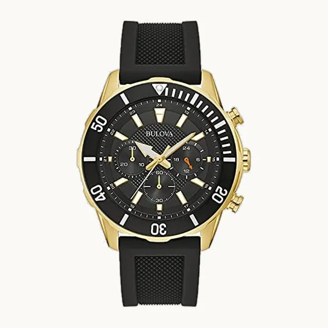 Reloj deportivo de cuarzo con cronógrafo de 6 manos para hombre con correa de silicona, 24 horas, fecha de cale