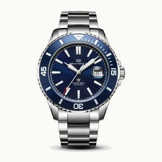 Reloj automático para hombre, correa de acero inoxidable, 200 m, impermeable, mecánico con calendario, lumino