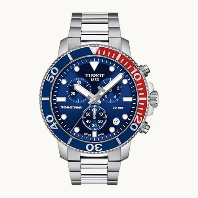Seastar 1000 316L - Correa de reloj de cuarzo suizo para hombre, color gris, 22 (modelo: T1204171104103)