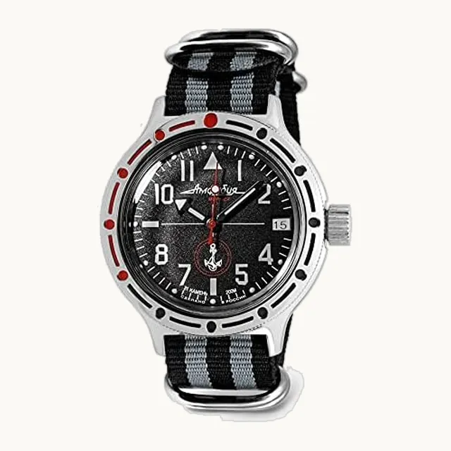 Reloj de pulsera de buceo militar ruso automático de infantería naval | WR 200 m | Amphibia 420959 | Moda | Neg