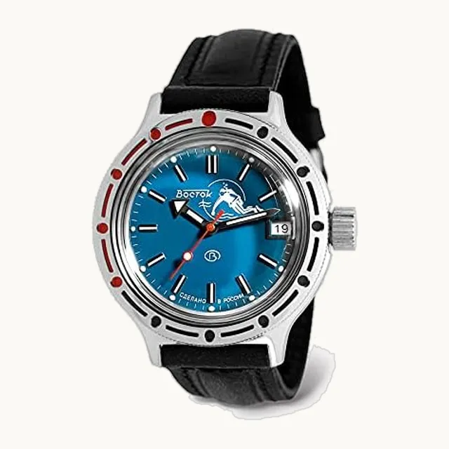 Amphibia 420059 Scuba Dude Reloj De Pulsera De Buceo Automático Automático | Banda Cuero Negro