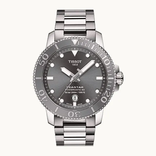 Seastar 1000 Powermatic 80 316L - Reloj automático suizo para hombre, color gris, acero inoxidable, 21 (T12040711