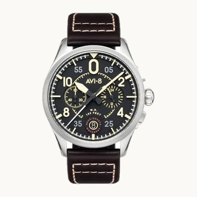 Spitfire AV-4089-01 Lock Midnight Oak Japanese Meca-Quartz Reloj cronógrafo | acero inoxidable/café/negro, Cronógr