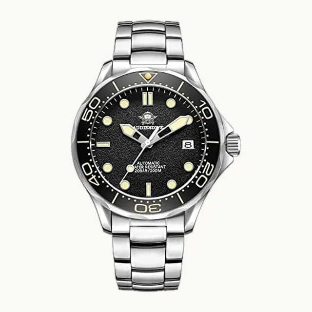 ADDIESDIVE - Reloj automático para hombre, resistente al agua, 42 mm, esfera 3D, esfera texturizada negra NH35A, movimie
