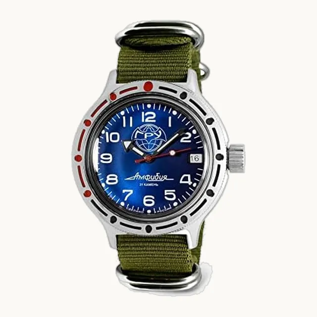GRU Amphibian Automatic Self-Winding Russian Diver Wrist Watch | WR 200m | Amphibia 420866 | Blue Dial 40mm Mec