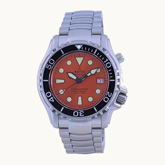 FreeDiver Reloj de buceo de acero inoxidable con vidrio de zafiro, reloj automático de buceo resistente al agua, 1