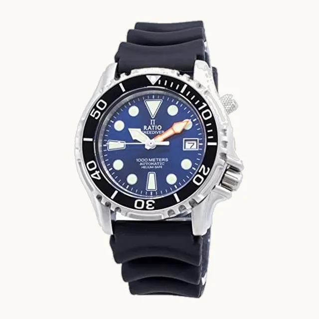 FreeDiver Reloj de buceo seguro para helio, de acero inoxidable, reloj de buceo automático, resistente al agua, 10