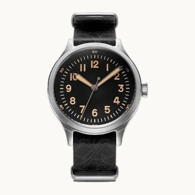 𝗔-𝟮 𝗢𝗿𝗶𝗴𝗶𝗻 - Reloj militar de campo para hombre, Relojes para hombre - Esfera Negra, Correa de Nailon/Cuero