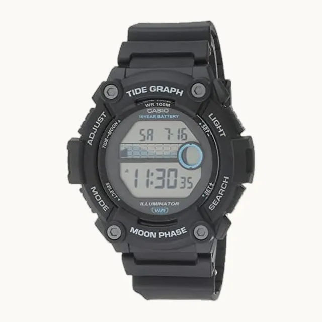 Serie WS1300H | Reloj digital | Resistencia al agua de 100 metros | Retroiluminación LED | Cronómetro SEC 1/100