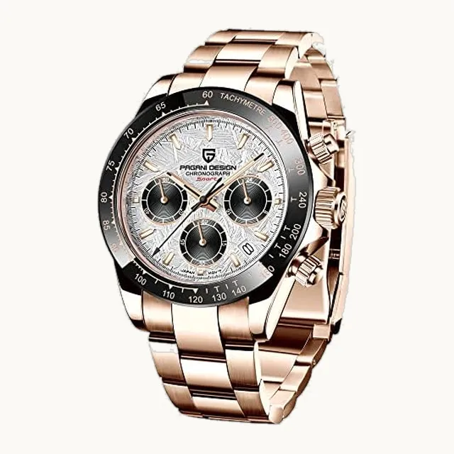 HaiQin Pagani Design Classic - Reloj de negocios de lujo para hombre, cronógrafo de acero inoxidable completo japonés VK