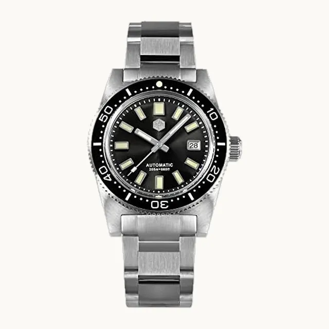 NC San Martin PT5000 62mas Reloj de acero inoxidable para hombre, diseño clásico de zafiro de lujo, reloj mecánico autom