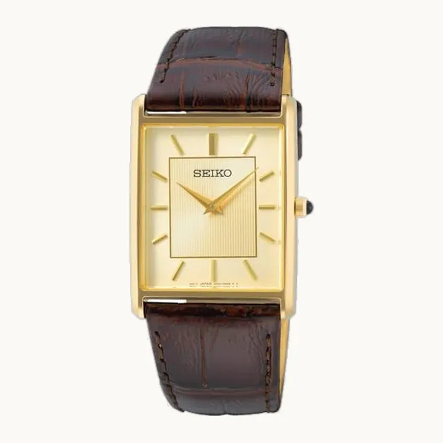 SWR064P1 - Reloj de cuarzo para hombre con correa de piel, dorado, Correa