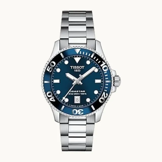 Seastar 1000 - Reloj de cuarzo unisex con caja de acero inoxidable 316L, color gris, acero inoxidable, 18 (T12021