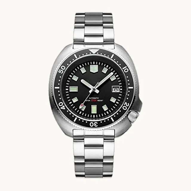 ADDIESDIVE Reloj de bronce para hombre, analógico, reloj automático, 20 bares, reloj de buceo AD2104, negro (schwarz 2)