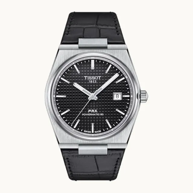 PRX Powermatic 80 316L - Reloj automático de acero inoxidable para hombre, color negro, piel, 12 (T1374071605100)