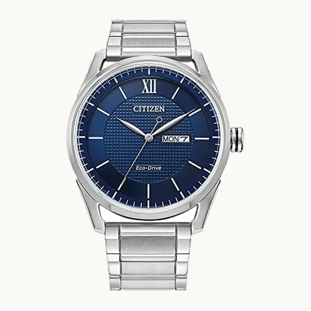 Reloj clásico Eco-Drive para hombre con fecha y día de 3 manos
