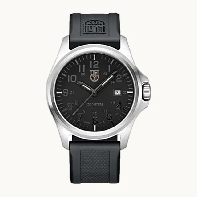 G - Reloj de acero CARBONOX para hombre de 43 mm - Reloj militar - Función de fecha - 100 m resistente al agua