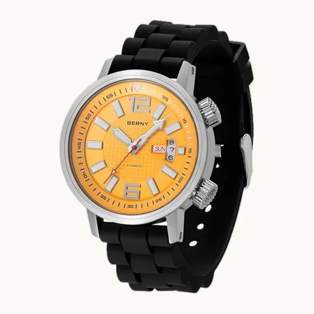 Reloj mecánico automático de buceo para hombre, correa de silicona deportiva, impermeable, 20 ATM, resistente a