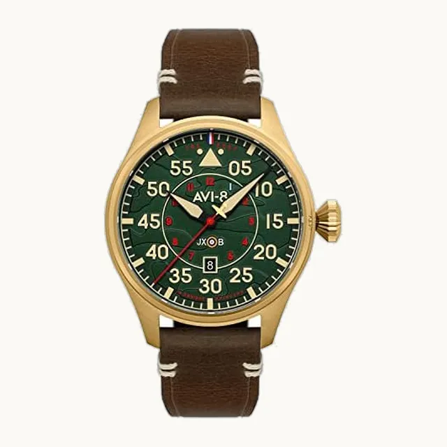 Mens 46mm Hawker Hurricane Clowes Automatic Pilot Watch with Genuine Leather Strap AV-4097