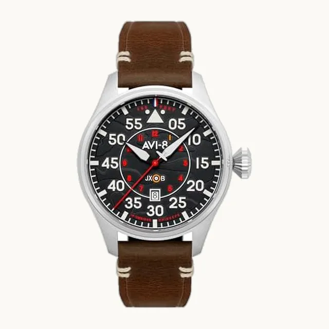 Mens 46mm Hawker Hurricane Clowes Automatic Pilot Watch with Genuine Leather Strap AV-4097