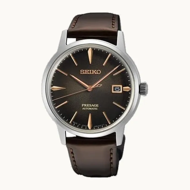 Reloj automático para hombre, con números dorados y calendario, sumergible 164 pies