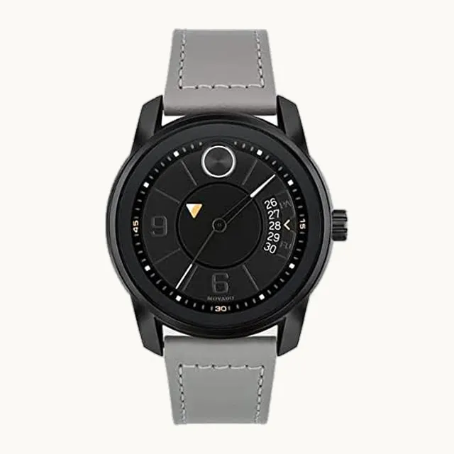 Bold 3600695 Reloj de pulsera de piel gris con esfera negra Trend Verso para hombre de 42 mm, Negro -, Moderno