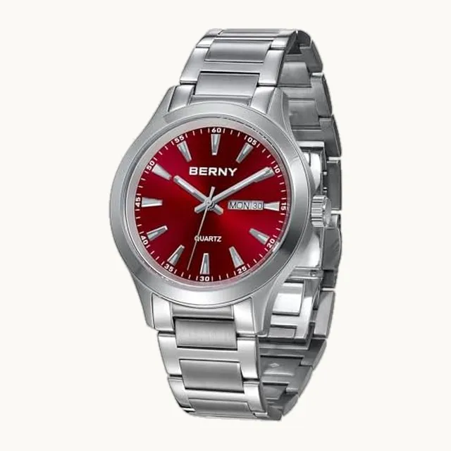 Reloj de cuarzo de acero inoxidable sólido para hombre, resistente al agua, para hombre, luminoso, color platead