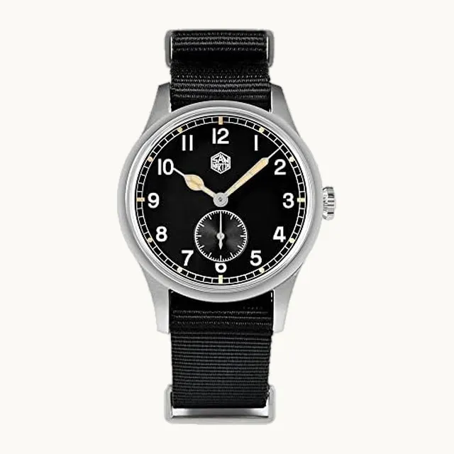 SOTAG San Martin SN0105G - Reloj piloto de cuarzo de 36 mm, movimiento 6004, estilo simple de moda, correa de nailon par