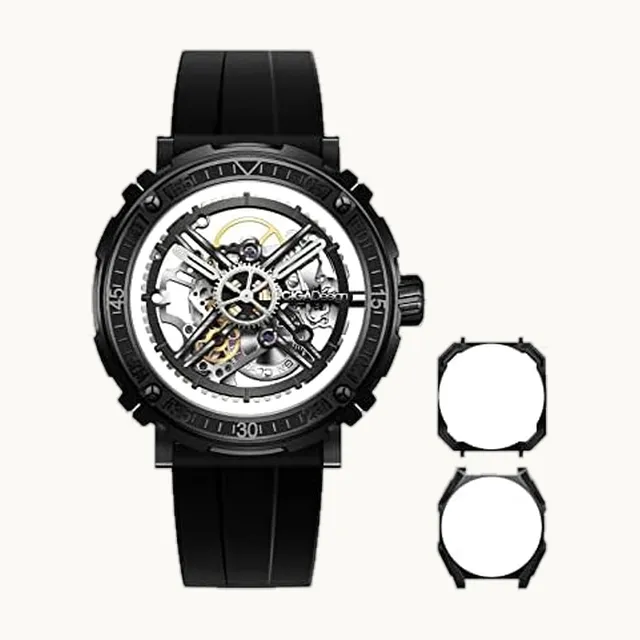 Reloj mecánico automático/manual serie Magician acero inoxidable/titanio, caja desmontable de vi