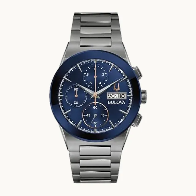 Reloj cronógrafo moderno Millenia para hombre, de acero inoxidable de cuarzo, con 6 manos, día y fecha, vidrio