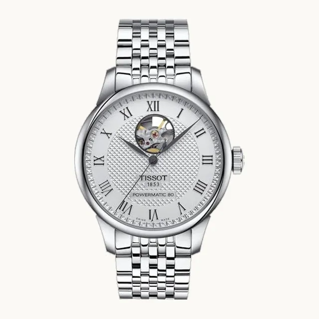 Le Locle Powermatic 80 Open Heart 316L Caja de acero inoxidable Relojes automáticos, gris, acero inoxidable, 19 (
