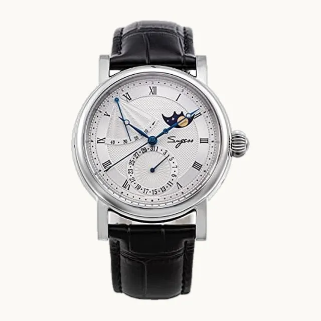 Sugess Seagull 2153 Reloj mecánico automático para hombre, fase lunar, reservado, resistente al agua, relojes de pulsera