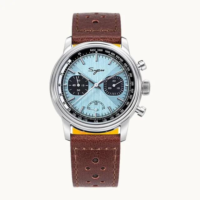SOTAG Sugess 1963 Movimiento Handwind cronógrafo Reloj de pulsera de vidrio de zafiro, impermeable, con reserva de energ
