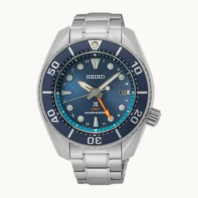 Prospex SFK001 Sea Sumo Solar GMT Azul, plateado, Buzo