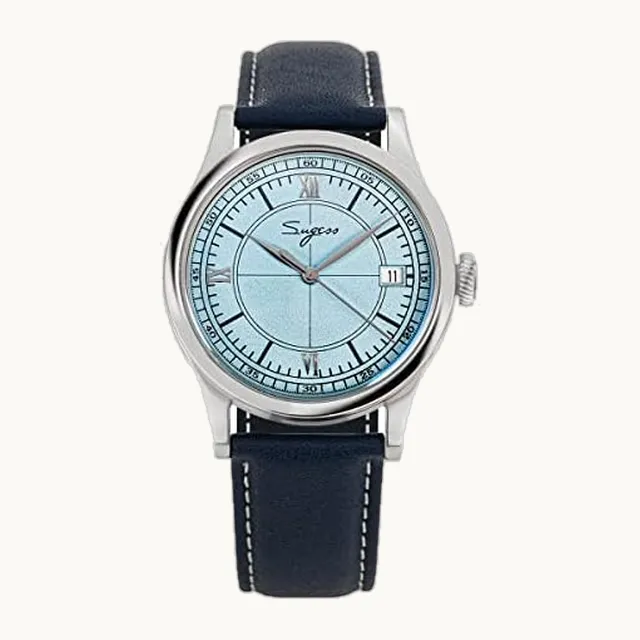 Generic Sugess - Reloj de pulsera mecánico con movimiento de gaviota ST2130 de 38 mm, Azul, Moda