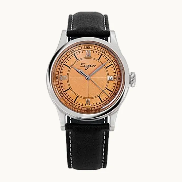 Generic Sugess - Reloj de pulsera mecánico con movimiento de gaviota ST2130 de 38 mm, Naranja, Moda